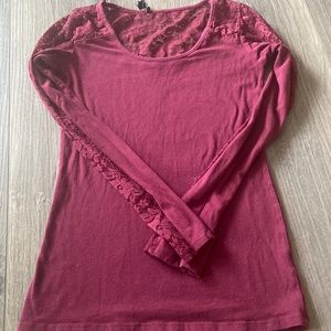 Lace burgundy long sleeve shirt